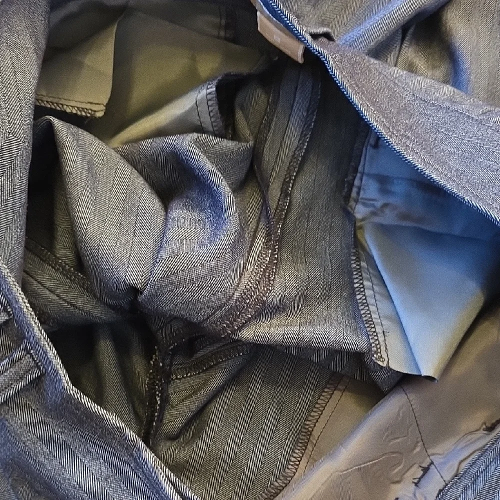 Michael Kors Blue Herringbone Wide Leg Hip Slung Pants 8